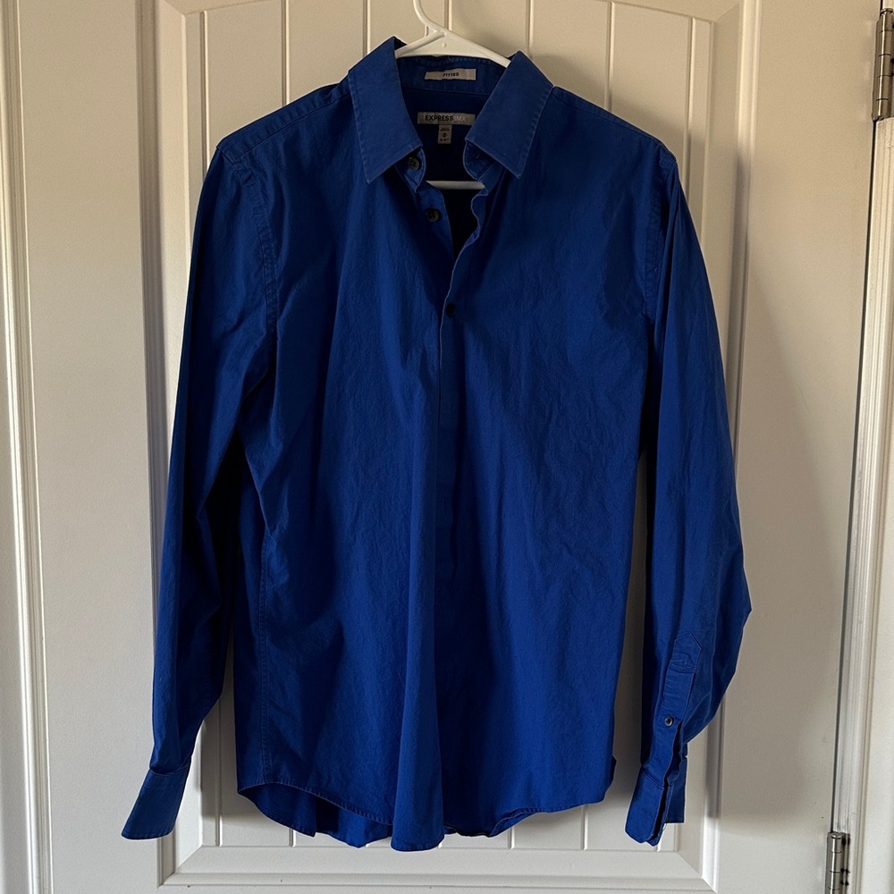Express 1MX Men's Royal Blue Button Down Shirt